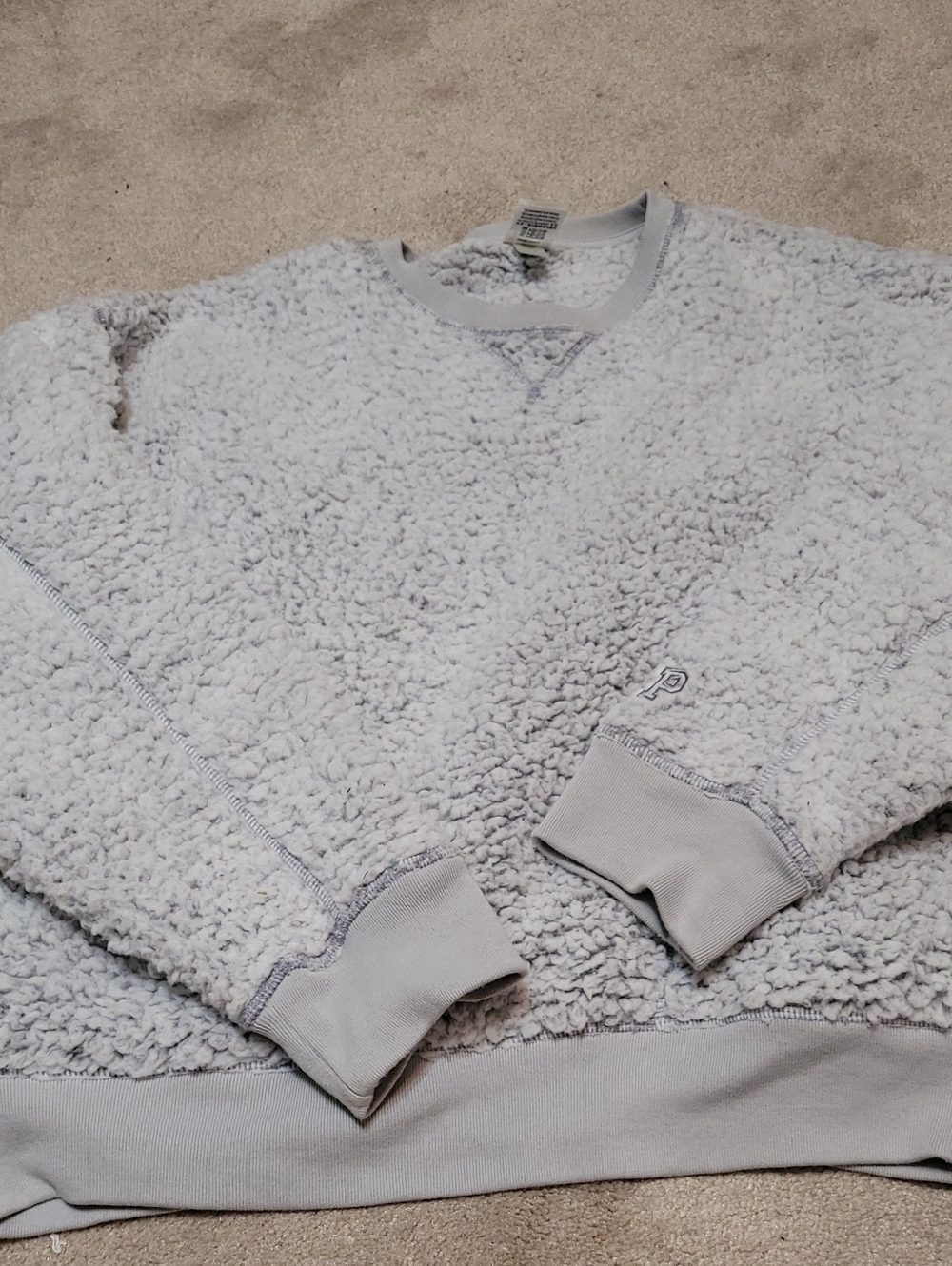 PINK Victoria's Secret Men's Sherpa Crewneck - Light Gray